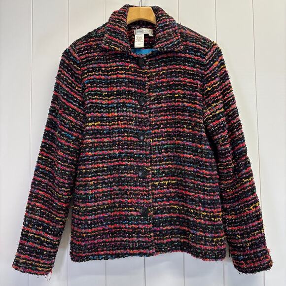 Coldwater Creek Boho Whimsical Striped Jacket Size XS Colorful Maximalist Chic - Picture 1 of 8